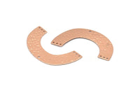 U Shaped Charm, 4 Rose Gold Plated Brass Hammered U Shaped Connectors With 7 Holes, Earrings, Pendants, Findings (43x23x0.50mm) D0717 Q0768