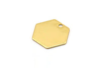 Gold Honeycomb Pendant, 12 Gold Plated Brass Hexagon Stamping Blank Tag, Charms (12mm) Brs 4090d A0157 Q0382