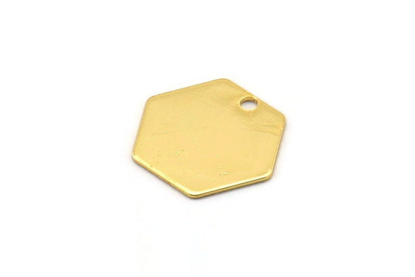 Gold Honeycomb Pendant, 12 Gold Plated Brass Hexagon Stamping Blank Tag, Charms (12mm) Brs 4090d A0157 Q0382