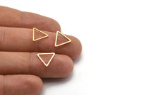 Gold Triangle Charm, 24 Gold Plated Brass Open Triangle Ring Charms (12x0.80mm) BS 1022 Q0609