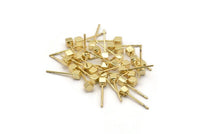 Gold Square Cube Earring, 10 Gold Plated Brass Cube Stud Earrings (3x3mm) D147 A1283