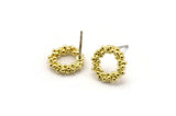Brass Round Earring, 8 Raw Brass Round Earring Studs (11mm) N1201