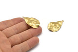 Brass Drop Charm, 12 Raw Brass Wavy Drop Charms With 1 Loop, Earrings, Findings (33x21x0.40mm) D0560