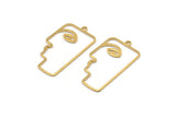 Brass Face Charm, 10 Raw Brass Face Shaped Charms With 1 Loop (40x22x1mm) D0558