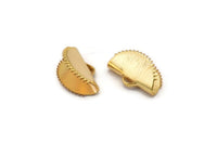 Ribbon Crimp Ends, 8 Gold Plated Brass Textured Ribbon Crimp Ends With 1 Loop, Findings (15x10mm) D0557