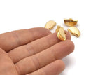 Ribbon Crimp Ends, 8 Gold Plated Brass Textured Ribbon Crimp Ends With 1 Loop, Findings (15x10mm) D0557