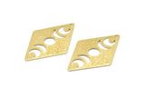 Brass Diamond Charm, 6 Hammered Raw Brass Moon Charms With 1 Hole, Rhombus Blanks (40x26x0.80mm) M02911