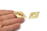 Brass Diamond Charm, 6 Hammered Raw Brass Moon Charms With 1 Hole, Rhombus Blanks (40x26x0.80mm) M02911
