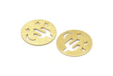 Brass Round Blank, 10 Textured Raw Brass Cactus Patterned Blanks, Moon And Star Findings, Stamping Tags (22x0.80mm) M02925