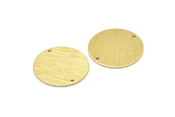 Brass Round Charm, 6 Textured Raw Brass Round Tags, Round Charms With 2 Holes (22x0.80mm) M02909