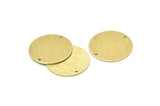 Brass Round Charm, 6 Textured Raw Brass Round Tags, Round Charms With 2 Holes (22x0.80mm) M02909