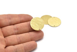 Brass Round Charm, 6 Textured Raw Brass Round Tags, Round Charms With 2 Holes (22x0.80mm) M02909