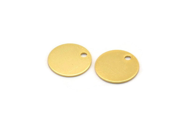 Gold Plated Discs, 10 Gold Plated Brass Cabochon Tags with 1 Loop, Stamping Tags (10mm) Brs 64 A0289 Q0190