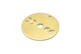 Brass Moon Charm, 6 Raw Brass Moon Phases Charms With 1 Hole (22x0.80mm) M02926