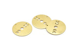 Brass Moon Charm, 6 Raw Brass Moon Phases Charms With 1 Hole (22x0.80mm) M02926