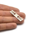 Silver Rectangle Charm, 6 Antique Silver Brass Moon Phases Charms With 2 Holes (40x10x0.80mm) M01828