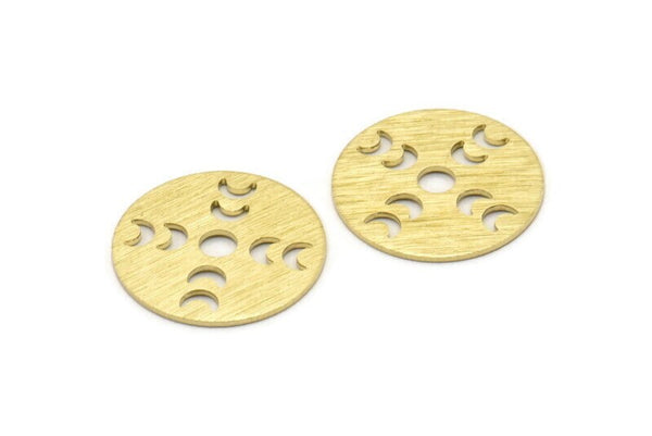 Brass Moon Blank, 6 Raw Brass Moon Phases Stamping Blanks (22x0.80mm) M02931