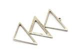 Silver Triangle Charm, 2 Antique Silver Brass Triangle Charms With 1 Loop (47x30x1mm) M01806