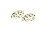 Silver Leaf Charm, 4 Antique Silver Brass Leaf Charms With 2 Holes, Leaf Charm Earrings (30x20x0.80mm) M01678