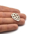 Silver Leaf Charm, 4 Antique Silver Brass Leaf Charms With 2 Holes, Leaf Charm Earrings (30x20x0.80mm) M01678