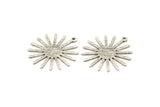 Silver Sun Charm, 8 Textured Antique Silver Brass Sun Charms With 1 Loop (27x0.80mm) M01653 H0822