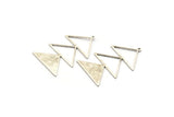Silver Triangle Charm, 2 Antique Silver Brass Triangle Charms With 1 Loop (47x30x1mm) M01808