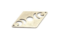Silver Diamond Charm, 4 Antique Silver Brass Moon Charms With 2 Holes, Rhombus Blanks (40x26x0.80mm) M01666 H0925