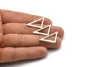 Silver Triangle Charm, 2 Antique Silver Brass Triangle Charms With 1 Loop (47x30x1mm) M01790