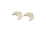 Silver Moon Charm, 12 Textured Antique Silver Brass Crescent Moon Charms With 1 Hole (15x8x1mm) M01858
