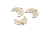 Silver Moon Charm, 12 Textured Antique Silver Brass Crescent Moon Charms With 1 Hole (15x8x1mm) M01858