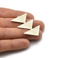 Silver Triangle Charm, 2 Antique Silver Brass Triangle Charms With 1 Loop (47x30x1mm) M01802