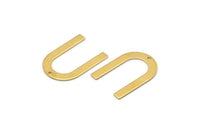Brass Geometric Charm, 12 Raw Brass U Shaped Pendants With 1 Hole, Charms, Findings (28x20x0.80mm) D0563