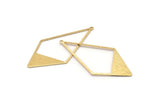 Brass Diamond Pendant, 6 Raw Brass Textured Diamond Pendants With 1 Loop, Charms, Findings (56x27x0.80mm) D0569