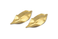 Brass Leaf Charm, 24 Raw Brass Leaf Charms With 1 Hole, Earrings (35x16x0.40mm) D0572