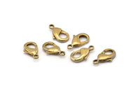 Brass Parrot Clasp, 12 Raw Brass Lobster Claw Clasps (19x10mm) D0571