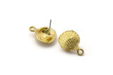 Brass Shell Earring, 4 Raw Brass Sea Shell Stud Earrings With 1 Loop, Findings (12x16mm) N0941