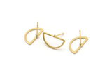 Semi Circle Earring, 8 Gold Plated Brass Semi Circle Stud Earrings (16x8mm) D0008 A1139 Q0835