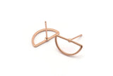 Semi Circle Earring, 8 Rose Gold Plated Brass Semi Circle Stud Earrings (16x8mm) D0008 A1139 Q0835