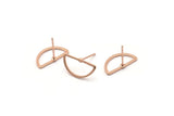 Semi Circle Earring, 8 Rose Gold Plated Brass Semi Circle Stud Earrings (16x8mm) D0008 A1139 Q0835