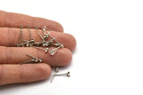 Silver Star Earring, 10 Silver Tone Brass Star Stud Earrings (4mm) D1406