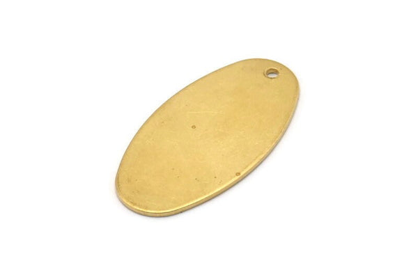 Brass Oval Blank, 12 Raw Brass Oval Stamping Blanks With 1 Hole (30x15x0.80mm) D0580