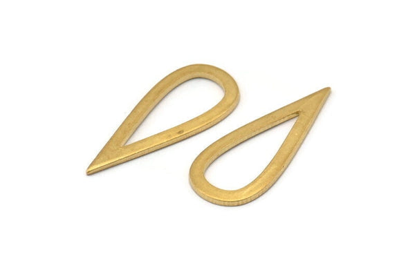 Brass Drop Charm, 12 Raw Brass Drop Connectors, Charms, Earrings, Findings (27x12x1mm) D0587
