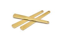 Brass Necklace Bar, 24 Raw Brass Stamping Necklace Blanks With 1 Hole (43x6x3x0.80mm) D0583