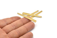 Brass Necklace Bar, 24 Raw Brass Stamping Necklace Blanks With 1 Hole (43x6x3x0.80mm) D0583