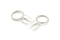 Claw Ring Settings - 925 Silver 4 Claw Ring Blanks For Natural Stones N0117