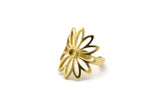 Brass Flower Ring, 2 Raw Brass Flower Rings With 1 Stone Settings - Pad Size 3mm N1849