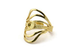 Brass Royal Ring, 2 Raw Brass Royal Rings With 1 Stone Settings - Pad Size 4mm N1842
