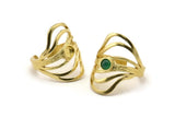 Brass Royal Ring, 2 Raw Brass Royal Rings With 1 Stone Settings - Pad Size 4mm N1842