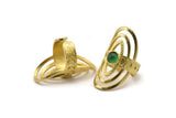 Brass Royal Ring, Raw Brass Royal Rings With 1 Stone Settings - Pad Size 6mm N1854