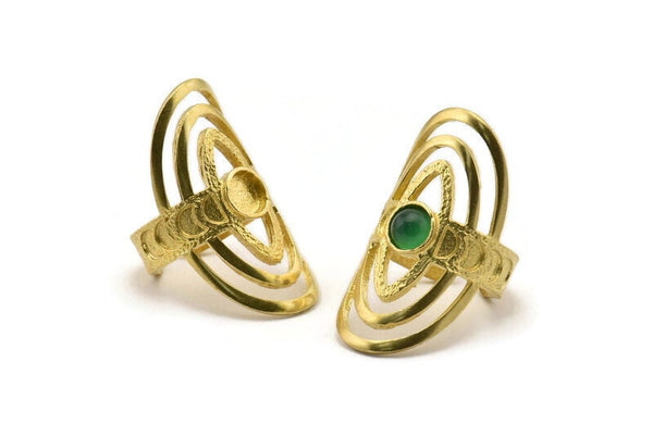 Brass Royal Ring, Raw Brass Royal Rings With 1 Stone Settings - Pad Size 6mm N1854